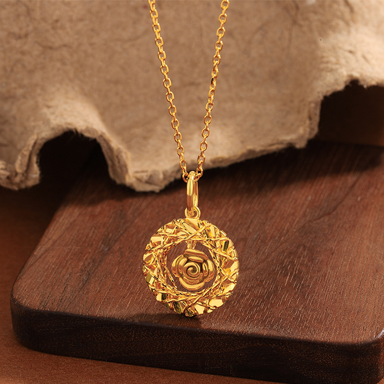 日本品质999足银花丝圆环灵动玫瑰花项链女轻奢高级感花朵锁骨链