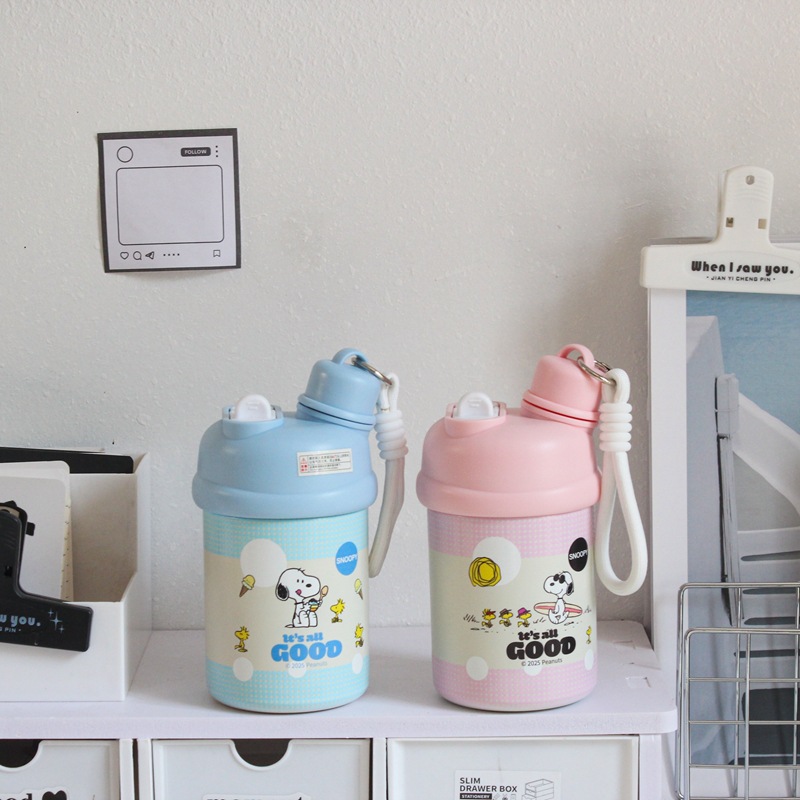 日本品质史努比保温杯吸管女高颜值小巧便携随行2025新款一盖双饮