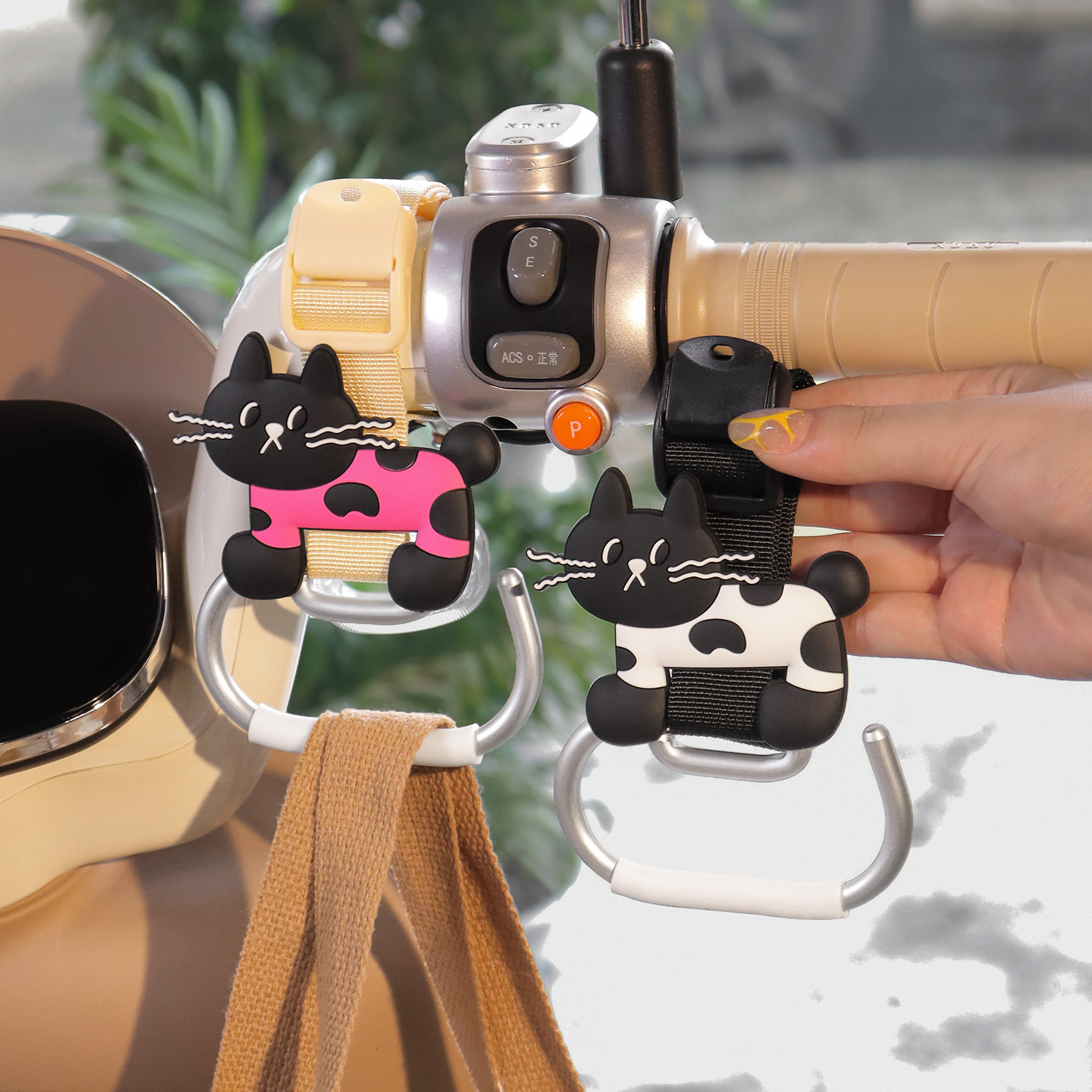 卡通猫咪装饰电动车加长挂钩摩托