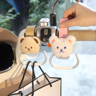 电动车挂钩可爱公仔装 挂物钩摩托自行车通用外卖包包挂勾 饰加长版
