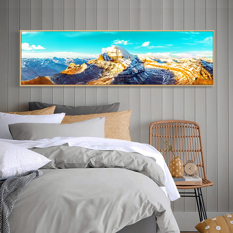 现在简约装饰画金山雪山冈仁波齐山床头挂画酒店民宿装饰画新中式
