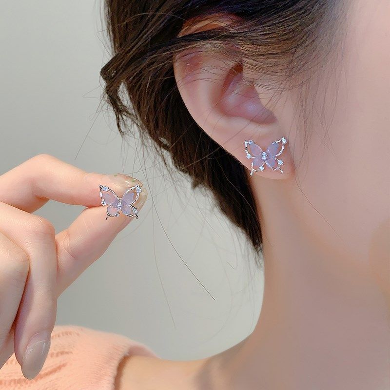 srrmhyn梦幻渐变蝴蝶耳钉女法式高级感小众温柔耳环2024新款蝴蝶,节庆用品/礼品,文化创意手环,淘宝优惠券,粉丝福利购,淘宝优惠卷