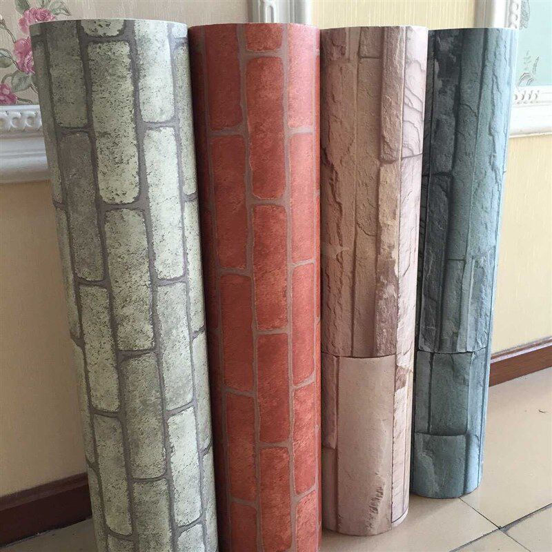 加厚自贴PVC自粘墙纸欧式仿古红砖卧室客厅阳台走廊墙壁纸 翻新贴