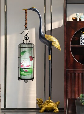 新中式龟鹤延年仙鹤雕塑禅意落地摆件酒店大堂庭院造景装饰品干景