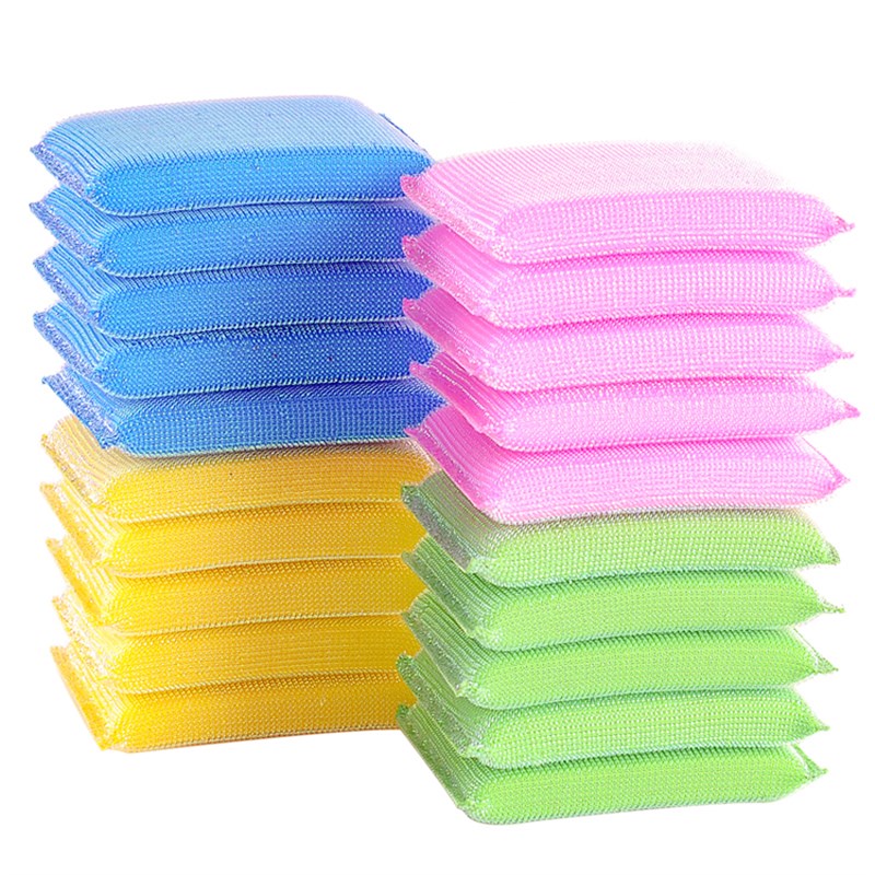 七彩加厚洗碗海绵擦厨房刷洗大王清洁块抹布不沾油百洁布刷锅神器