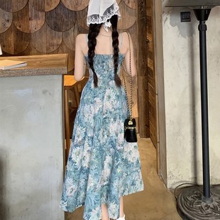 大码女装胖妹妹2024初春新款复古油画碎花吊带连衣裙防晒开衫套装