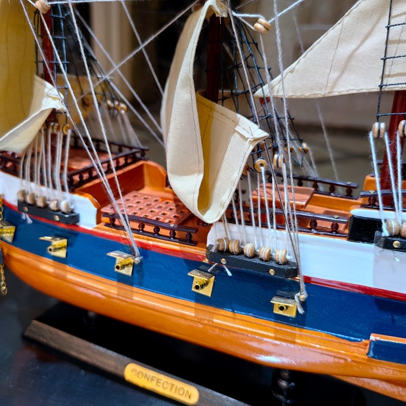 实木手工战船炮船一帆风顺帆船模型摆件开业办公室送礼品工艺船