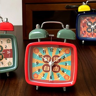 复古老式闹钟巨响传统金属高颜值设计感学霸男孩子学生用时钟超响
