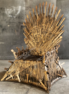 复古工业风KTV酒吧店面金属装饰权力的游戏 铁王座椅创意落地摆件