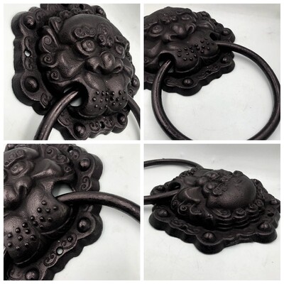 中式仿古门环拉手兽头狮头虎头大门拉手对开门木门庭院把手铜拉环