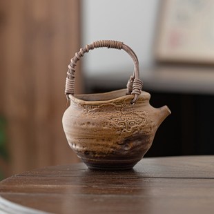 叶屿老岩泥酱釉提梁公道杯石边杯主人杯中式茶海茶道干泡陶瓷茶具