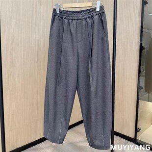 2025春款小众高级设计感胖MM上衣+阔腿长裤套装女大码西装两件套