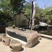 石桌石凳鹅卵石桌凳椅石材庭院天然石头户外花园林休闲茶几石桌