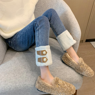 女童加绒裤子修身牛仔裤冬季2022新款中大童弹力加厚儿童洋气裤子