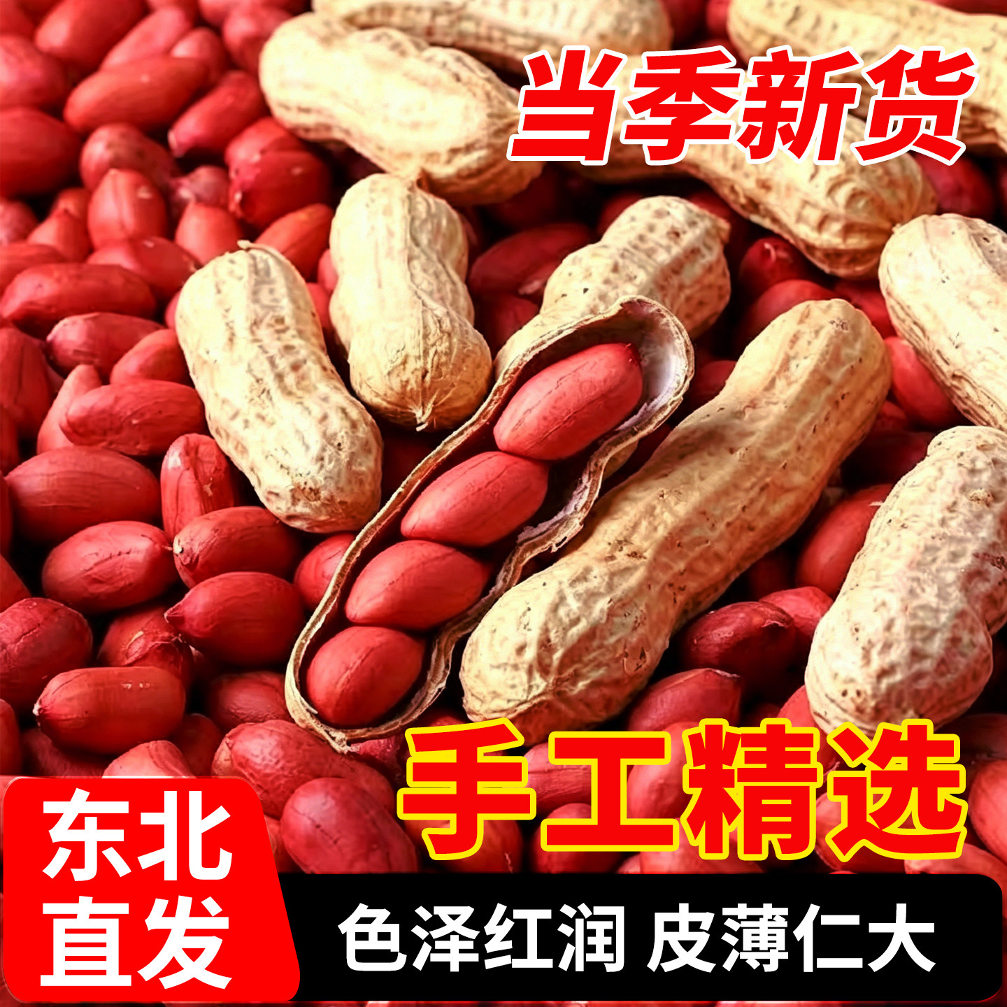 东北花生红衣花生米农家新货花生不带壳四粒红花生米米花生仁