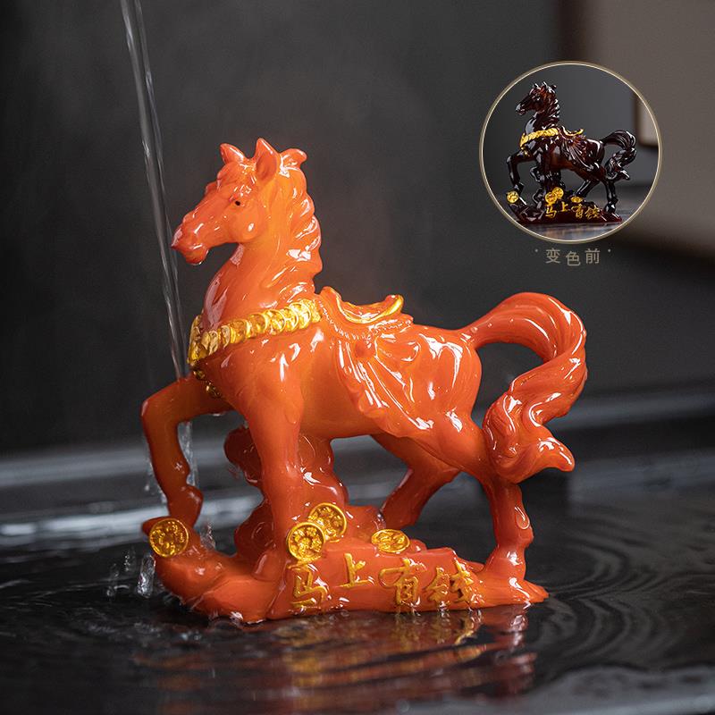马上有钱变色茶宠摆件创意可养生肖马茶具用品茶桌茶盘茶台茶玩