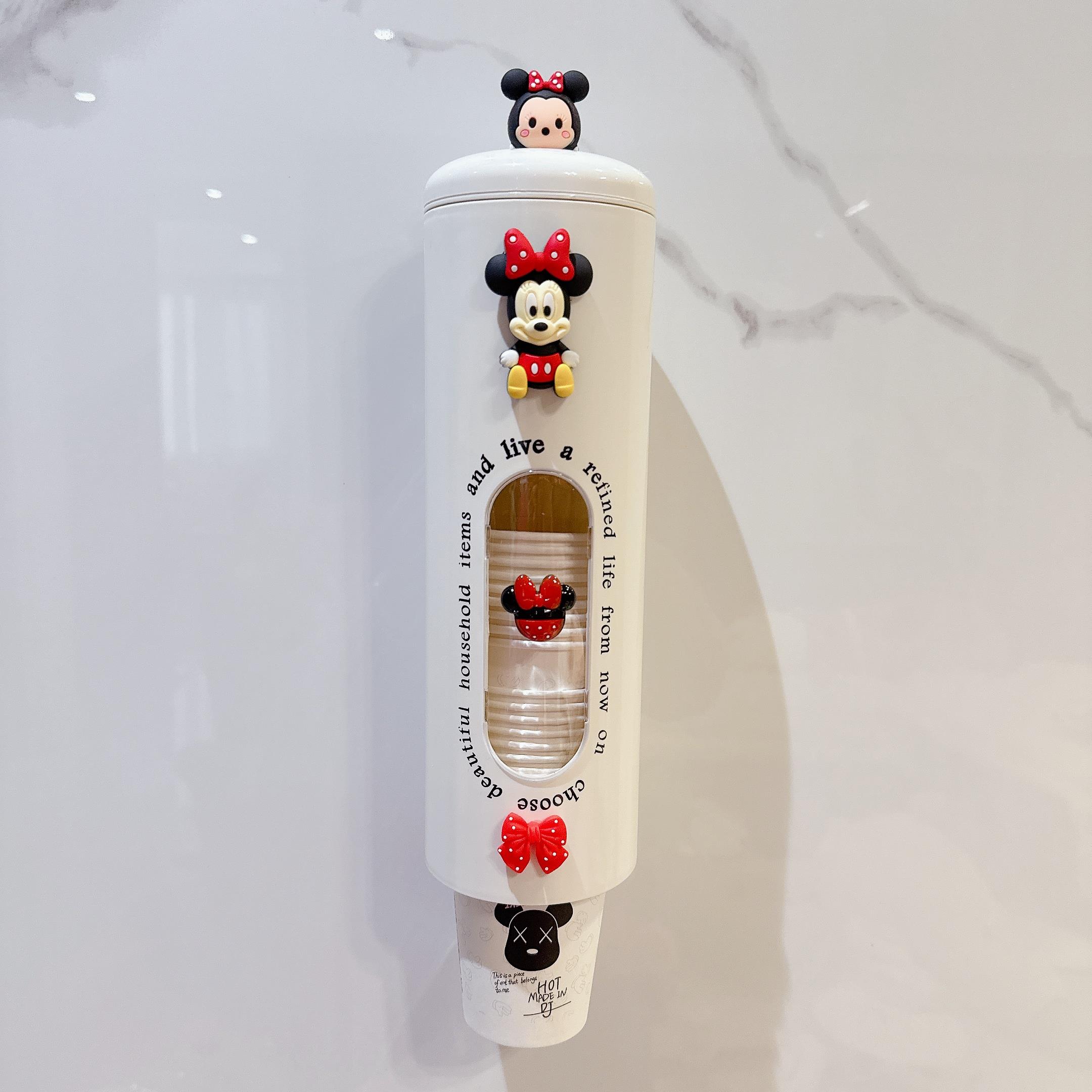 轻奢纸杯架卡通一次性杯子取杯器家用免打孔饮水机置物架子壁挂式