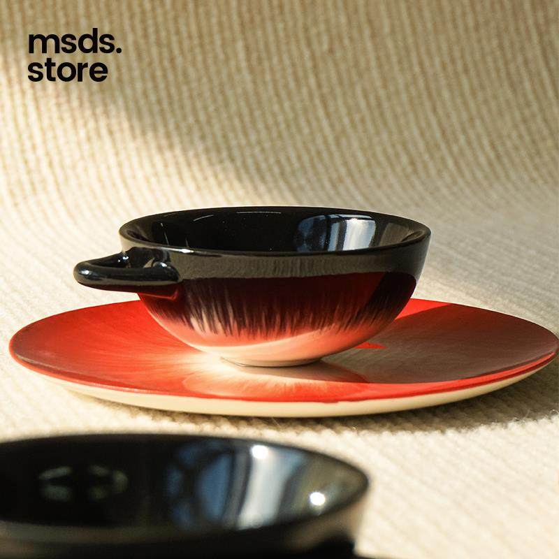 比利时Serax Ann Demeulemeester联名款咖啡杯碟套装黑白红拉花杯