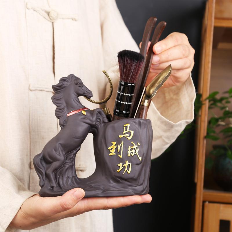 茶道六君子茶具件配件黑木紫檀马到成功配大全泡茶工具茶砂针CD00