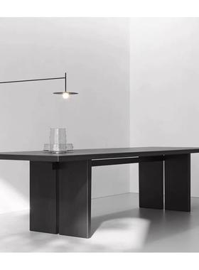 KQZ意式洽会议桌餐桌办公桌长桌型谈实奢木桌轻实木大客厅黑色长