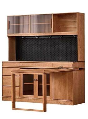 实木樱桃木边柜餐桌餐一黑胡桃木客体厅MEL能家用多功储物柜