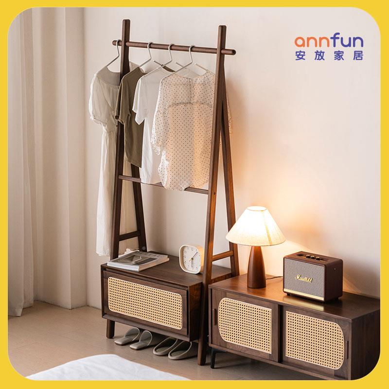 205年新2款黑F78ST8S9胡室桃木多功能卧落衣架挂衣架中地式实木衣