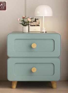 床头柜床边边储物柜VHZ卧室油柜收纳柜奶风铁胺艺多巴金属家用抽