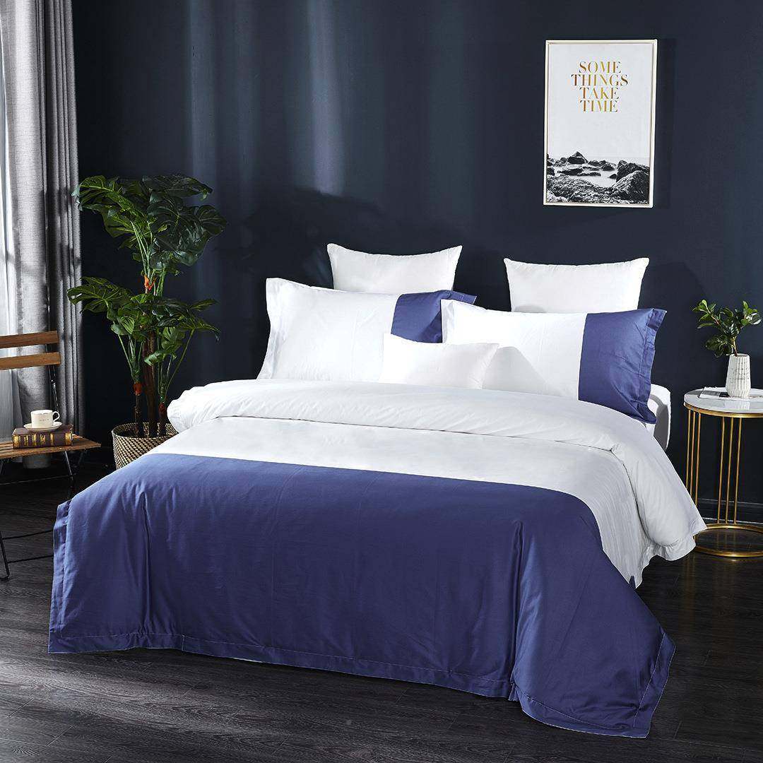 酒店四件套6床0支棉贡缎拼宾色被套全枕套民宿馆上用品ZZF-GD00厂