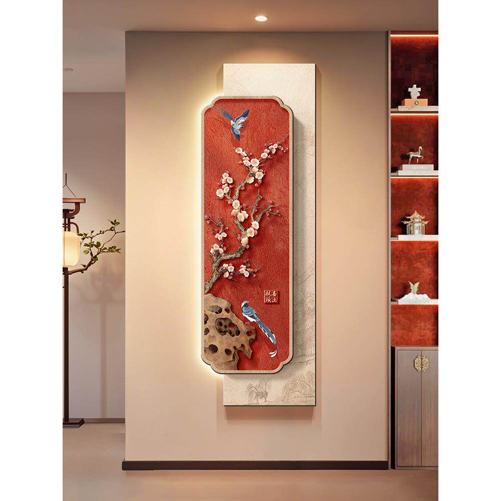 喜上枝头新中玄关寓装饰式画花鸟过道走壁廊尽头挂画意XL-82362好
