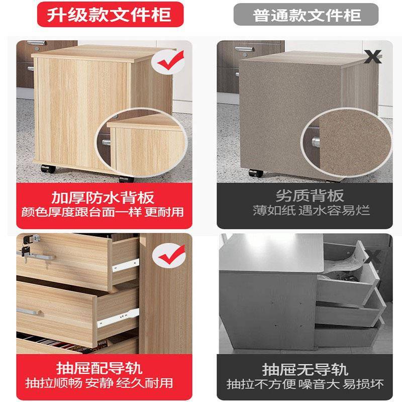 带轮锁抽屉活动储文件柜木质办公桌物资料小柜子下收纳柜移动矮柜