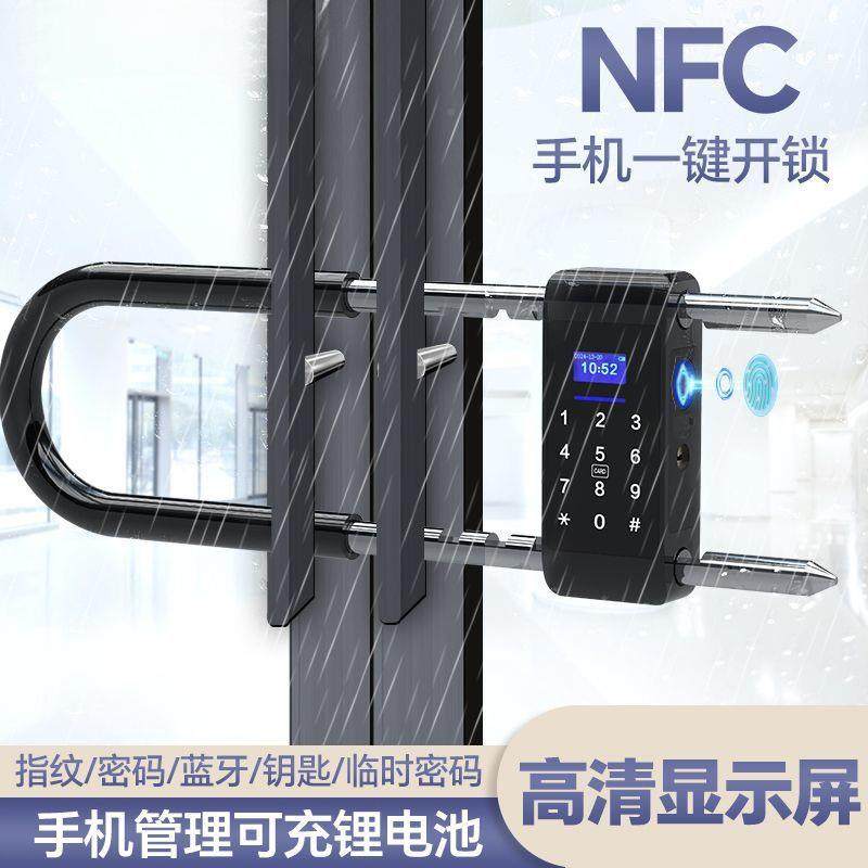 指型锁纹玻璃门OOA密码锁商铺办公室形锁锁室工外智能挂电子插锁