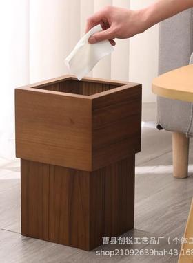现货客新款黑胡木圾色垃圾桶实木纸篓家用厅桃卧室办公VZL垃收纳