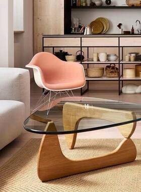 HBQ茶几创意玻璃实简则形约客厅木新型三角异形木质小户型不规茶