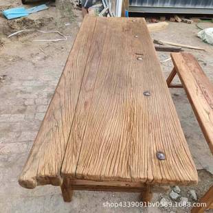 IML老榆木门板古桌实复木风然化木自纹理旧门板桌茶桌茶几民宿茶