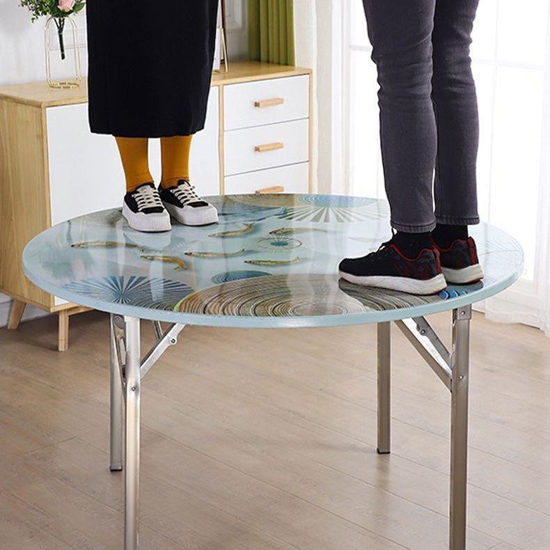 可30色4不锈钢桌折叠饭店家用客厅子新款加厚彩不锈钢DJO餐桌圆形