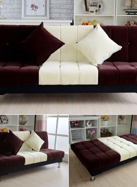 懒人发租人房折叠沙BIR发床布艺床两用双三人小型沙简易沙发床单