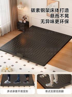 铁浮床加粗加厚双人ZMC悬床?家用洞洞板不锈钢铁架床出租房艺用单