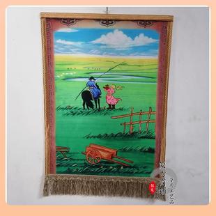 内蒙工艺品毛羊毡画成思汗特色挂画轴餐古厅F76M59S7蒙古包装 饰画