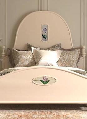 式花窗8彩绘复古公主床轻奢实木双人床PVM1.米美式主卧欧法式木橡