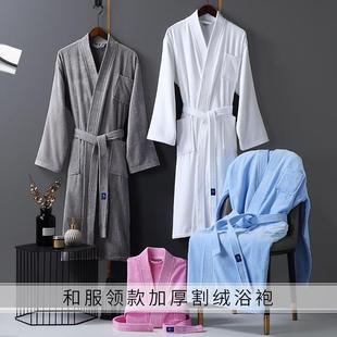 睡袍冬加厚纯棉毛巾料割绒吸水全棉厂家 酒店浴袍男女士长款