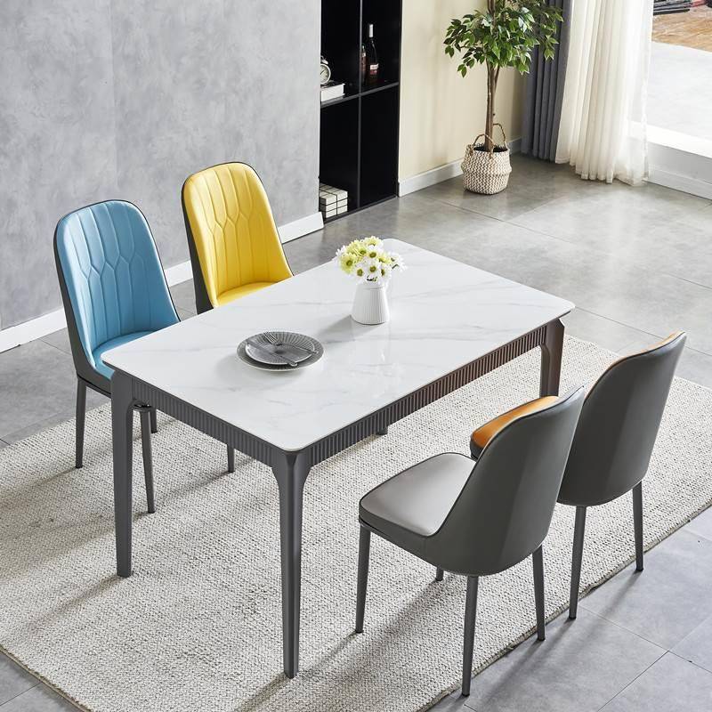 意式灰色框架光板合餐桌椅UMK组小户型岩家用现代简约亮长方形饭