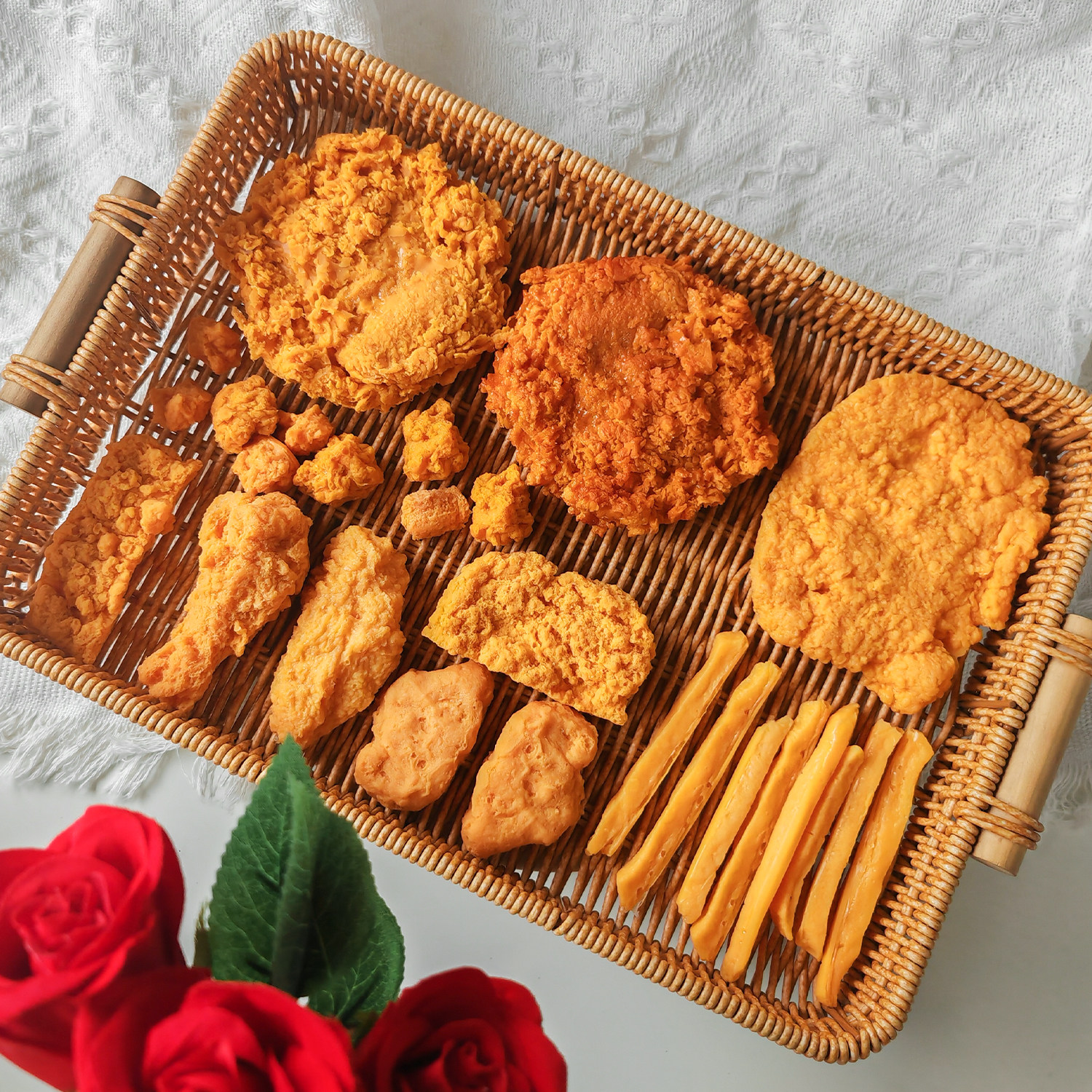 仿真薯条鸡米花模型油炸小吃鸡块炸鸡腿鸡排KFC橱柜装饰摆设道具