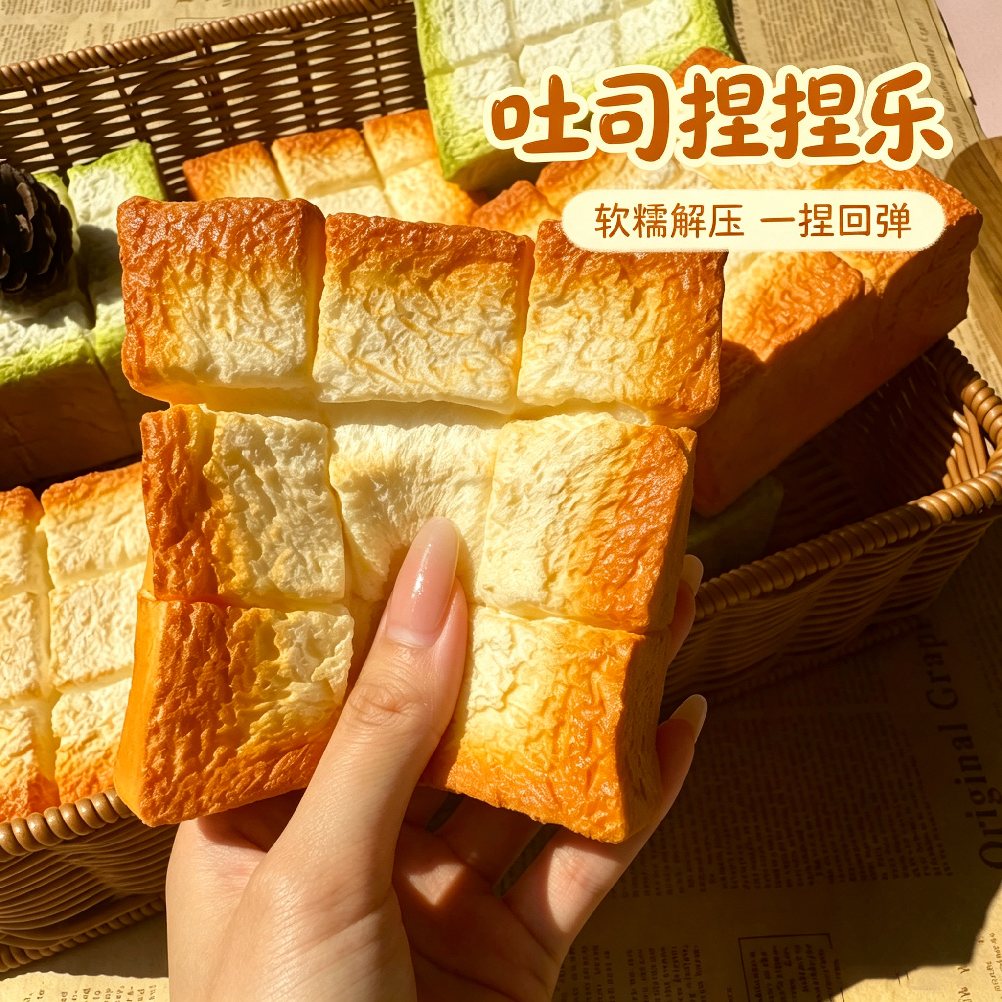 吐司捏捏乐仿真面包慢回弹解压小玩具软烂泥感发泄治愈