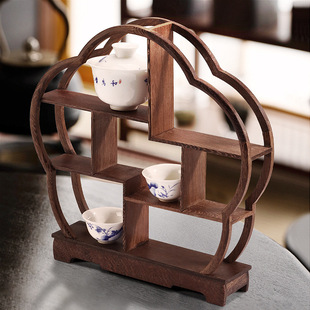 古风办公室茶叶架收纳架 复古煮茶置物架多层茶具置物架博古架中式