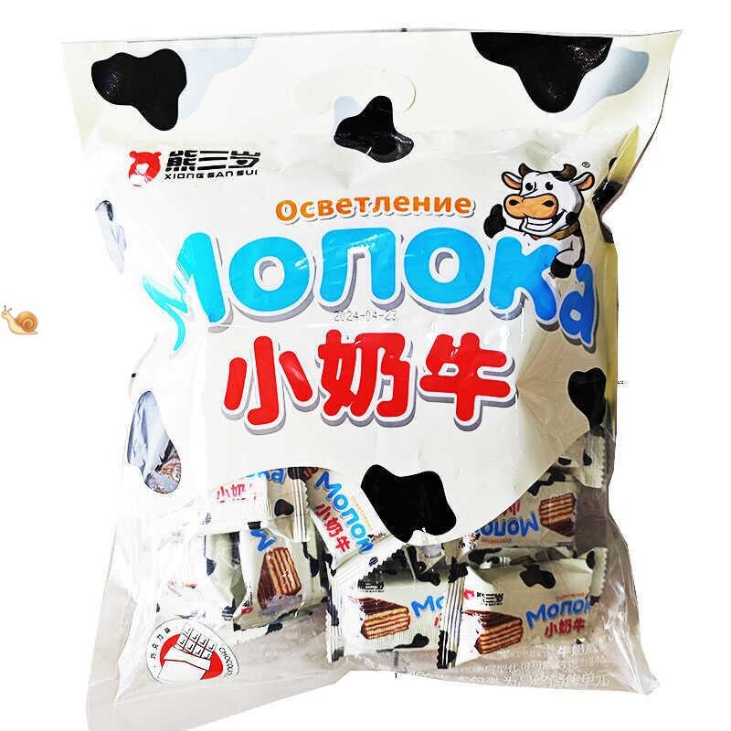 熊三岁小奶牛巧克力威化饼干独立小包装零食休闲下午茶饼干400g