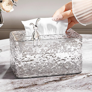 桌面纸巾盒家用客厅轻奢抽纸架卧室床头柜创意水波纹餐巾抽纸盒子