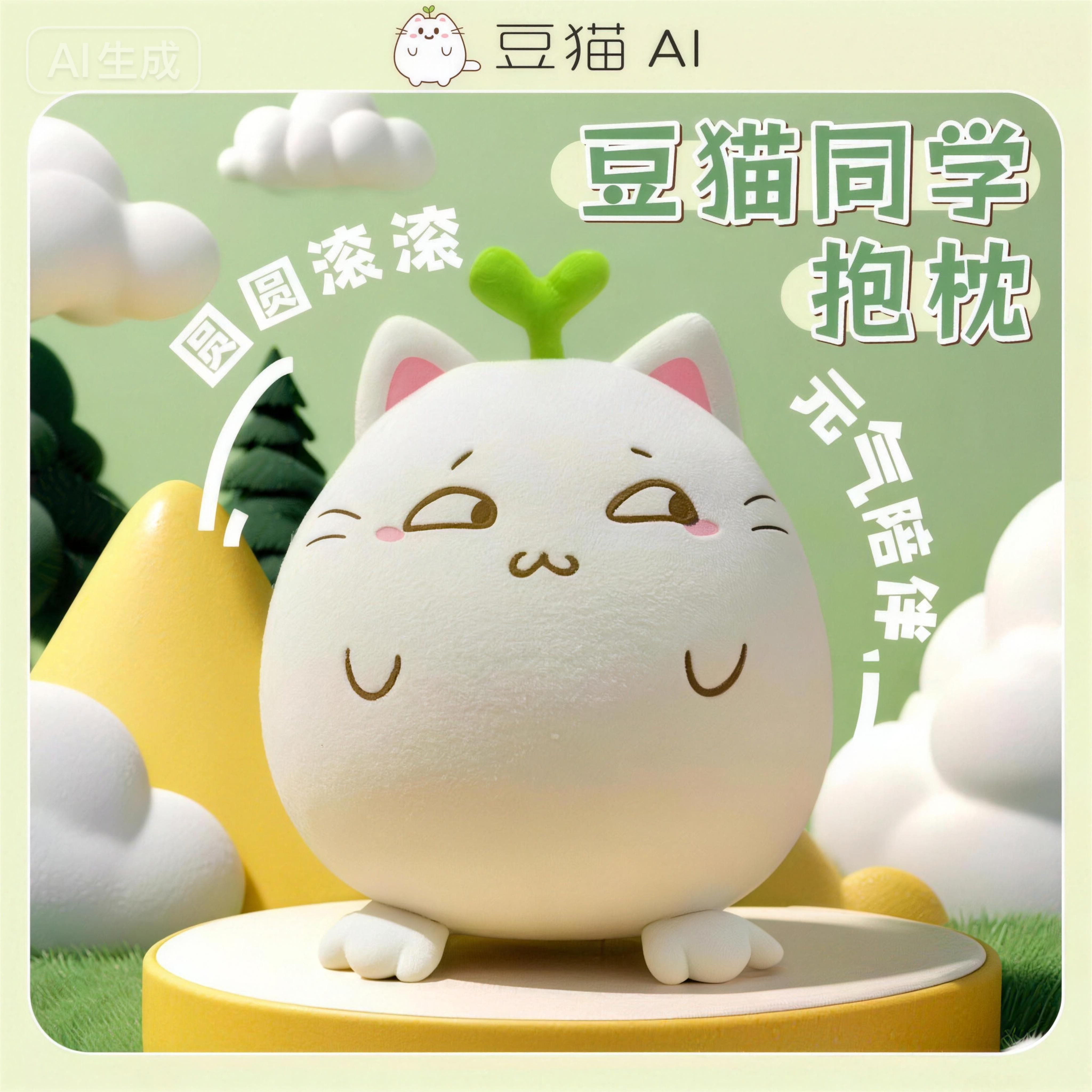 豆猫同学手办礼抱枕毛绒玩具公仔玩偶布娃娃儿童生日礼物女生玩偶,玩具/童车/益智/积木/模型,AI玩具,淘宝优惠券,粉丝福利购,淘宝优惠卷