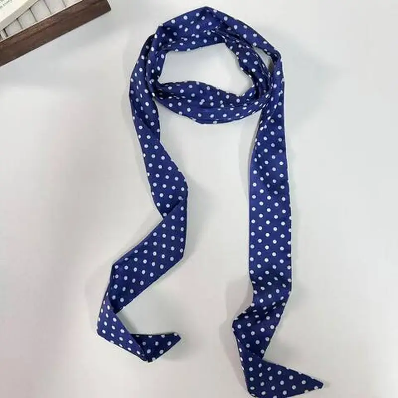 丝巾仿真丝装饰长腰带波点小丝带新款领巾绑包包女细窄长条飘带
