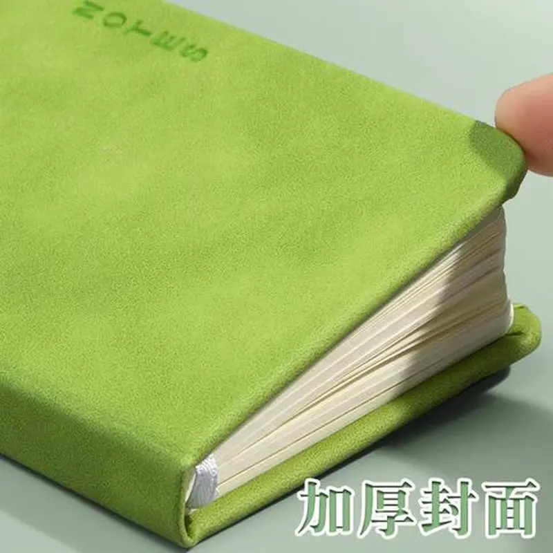 笔记本随身便捷式绑带彩色手账本a7肤感记事口袋本硬抄思进皮面本
