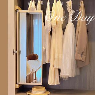 对开门衣柜内置隐形玄关折叠旋转全身试衣镜轨道推拉伸缩防爆家用